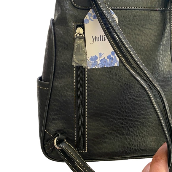 NWT MultiSac Vegan Leather Multipockets Stylish Black Major Backpack - Picture 11 of 17